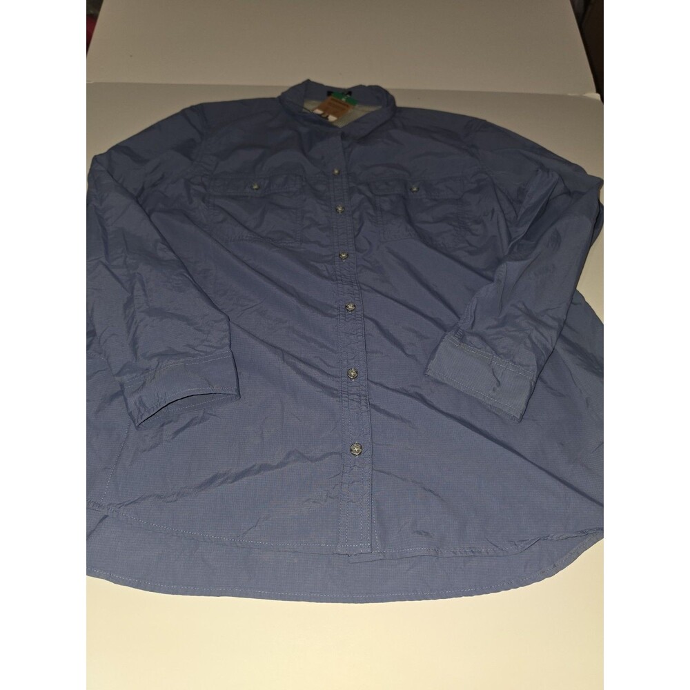 Eddie Bauer Women's Lightweight Long Sleeve Ripstop Mountain Shirt, Blue, XL
